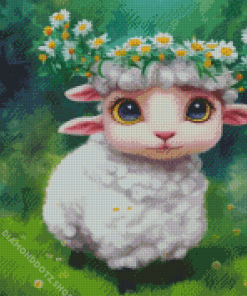 Baby Sheep And Flowers Diamond Painting