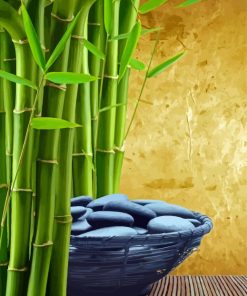 Bamboo And Stones In Basket Diamond Painting
