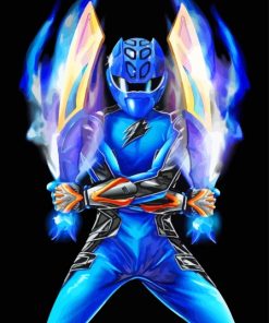 Blue Power Ranger With Swords Diamond Painting