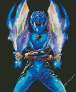 Blue Power Ranger With Swords Diamond Painting