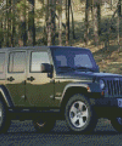 Jeep In The Forest Diamond Painting
