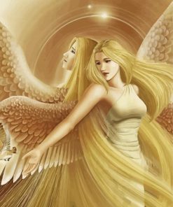 Golden Angel And Bird Diamond Painting