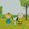 Sally And Charlie Brown And Snoopy Diamond Painting