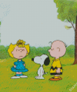 Sally And Charlie Brown And Snoopy Diamond Painting