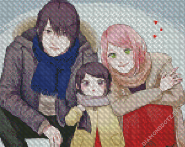 Sasuke Sakura And Little Sarada Diamond Painting