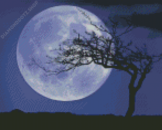 Tree On The Moon Diamond Painting