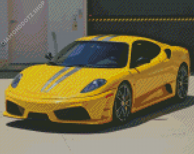 Yellow And Silver Ferrari Scuderia Diamond Painting