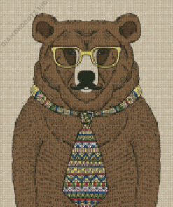 Bear With Tie Diamond Painting