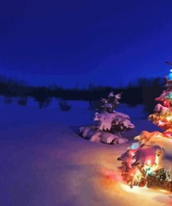 Colorful Christmas Tree At Night Diamond Painting