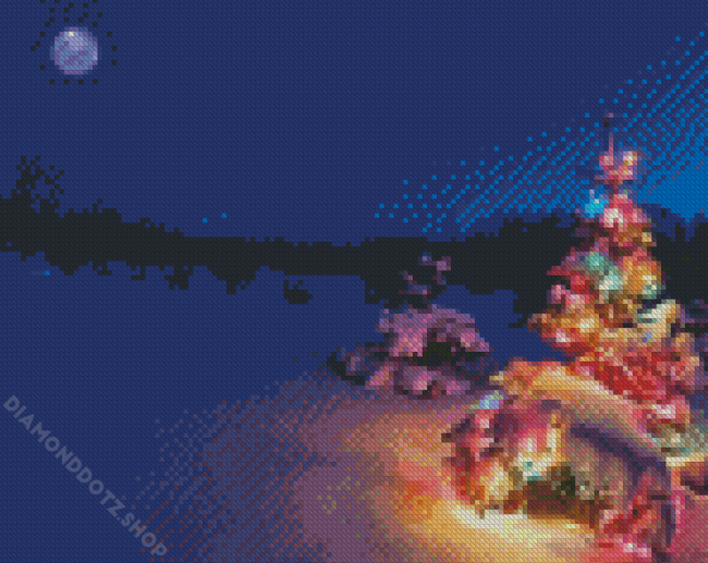 Colorful Christmas Tree At Night Diamond Painting