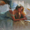 Woman Reading Book Vicente Romero Diamond Painting