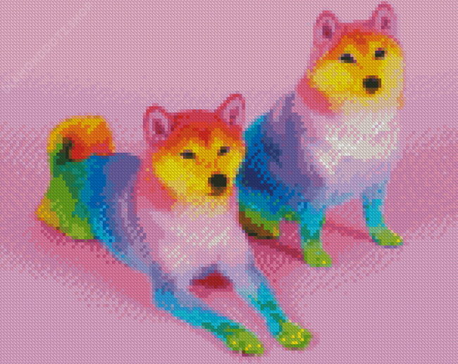 Adorable Rainbow Dog Diamond Painting