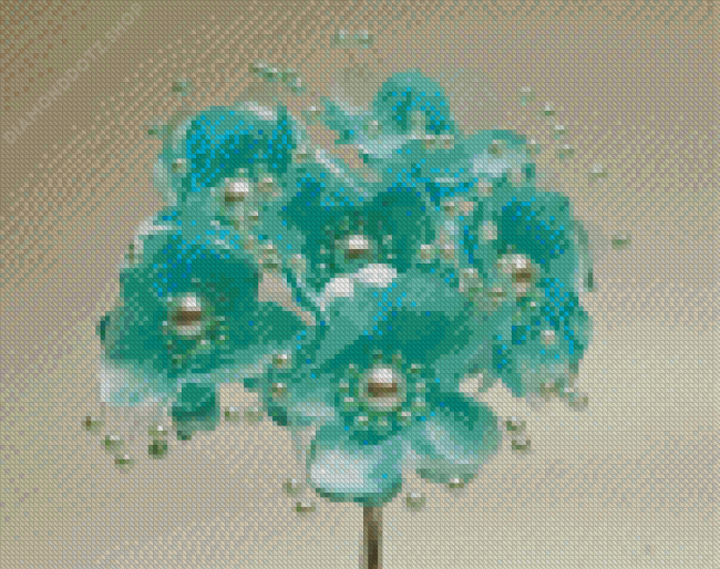 Aqua Flowers Diamond Painting