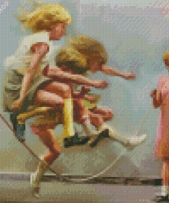 Girls Jumping Rope Diamond Painting