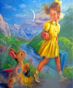 Girl And Rabbit Diamond Painting