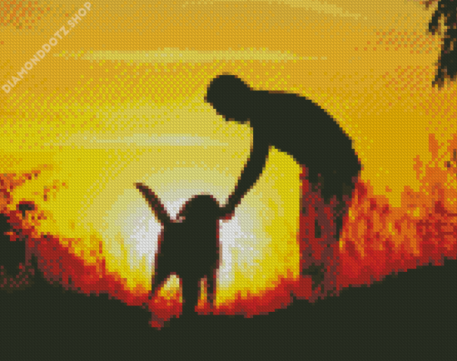 Man Dog Silhouette Diamond Painting