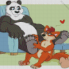 Panda And Fox Cartoon Diamond Painting