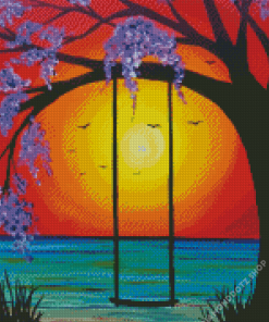 Sunset Tree Swing Diamond Painting
