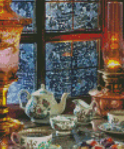 Tea Party In Library Diamond Painting