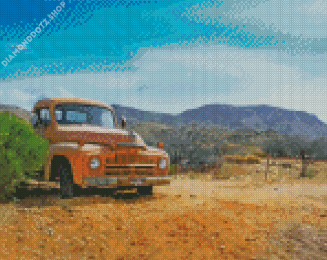 Truck In Desert Diamond Painting