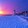 Winter Beach Lighthouse Diamond Painting
