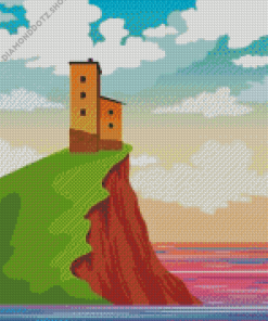 Houses On A Cliff Diamond Painting