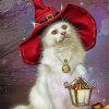 White Witch Cat Diamond Painting