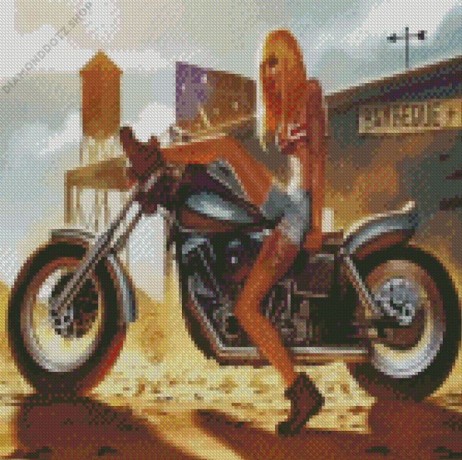 Girl On A Motorbike Diamond Painting