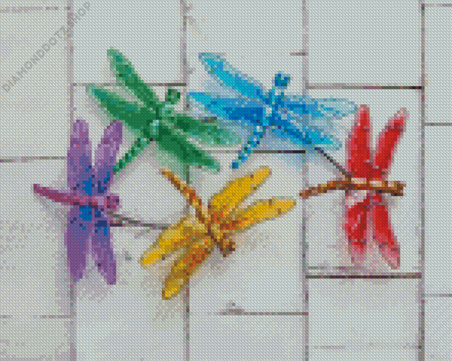 Colorful Dragonflies Diamond Painting