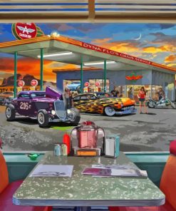 Gas Station Diner 50s Diamond Painting