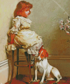 Girl And Dog Diamond Painting