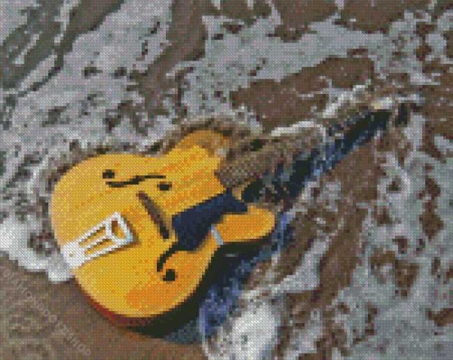 Beach Waves Guitar Diamond Painting