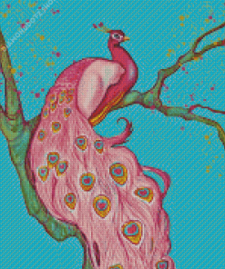 Pink Peacock Bird Diamond Painting