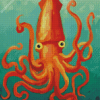 Red Giant Squid Diamond Painting