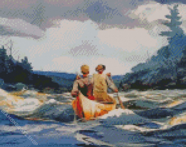 Canoe In The Rapids Diamond Painting