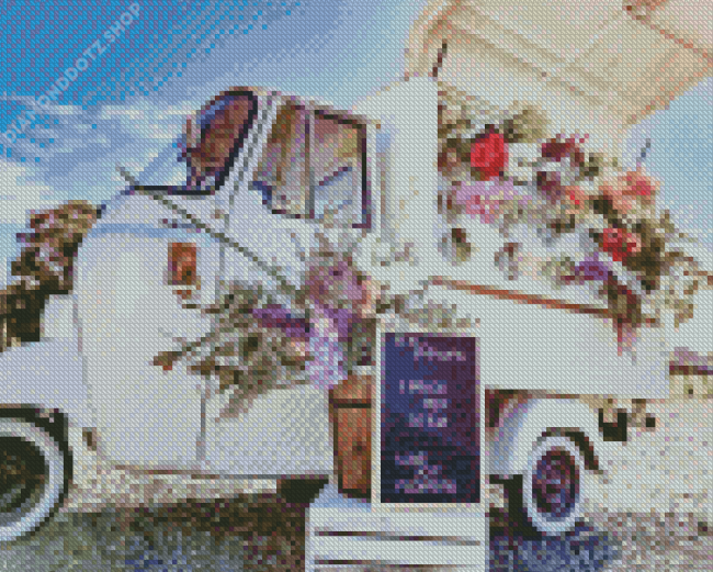 Truck Flowers Diamond Painting
