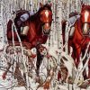 Horses In Snow Diamond Painting