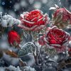 Roses Under Snow Diamond Painting