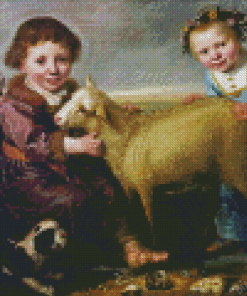 Children With Lamb Diamond Painting