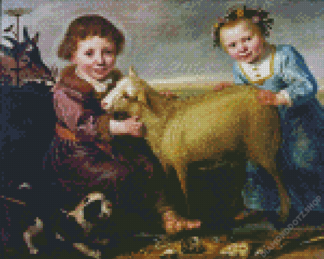 Children With Lamb Diamond Painting