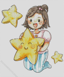 Girl Hugging Stars Diamond Painting