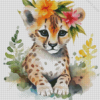 Cheetah With Flowers Diamond Painting