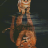 Cat Reflection Lion Diamond Painting