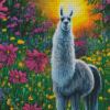 Llama With Flowers Diamond Painting