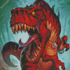 Red Mad Dinosaur Diamond Painting