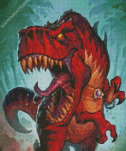 Red Mad Dinosaur Diamond Painting