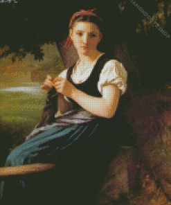 The Knitting Girl Diamond Painting