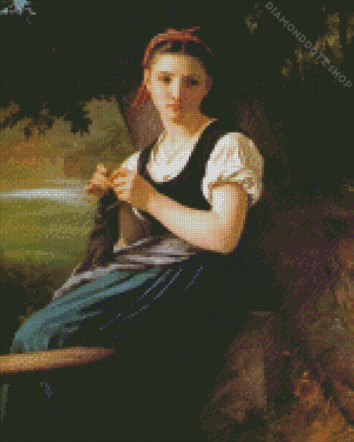 The Knitting Girl Diamond Painting