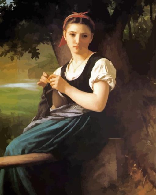 The Knitting Girl Diamond Painting