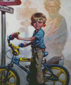 Boy Riding Bike Diamond Painting